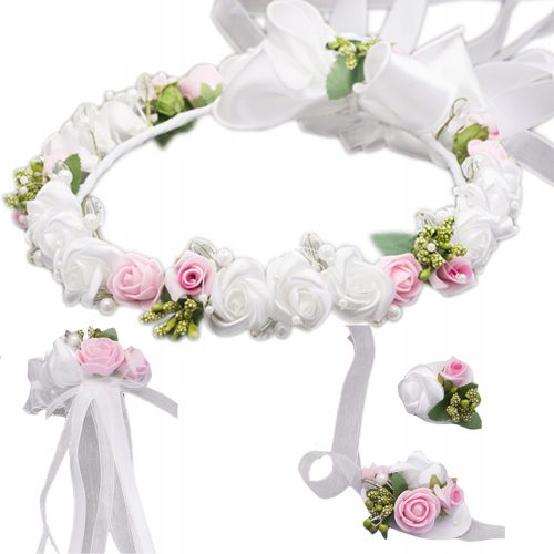  SET COMUNIONE CORONA + ORNAMENTI Set ROSA