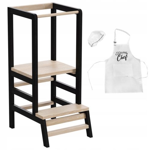  Sgabello ASSISTENTE CUCINA PER BAMBINI Massello Tulano Tasty 20 LEGNO Nero