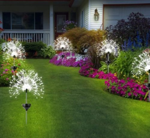  Lampada solare da giardino, 2 pezzi, fuochi d'artificio, 120 LED