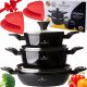 Set pentole Valdinox Amaro in alluminio, 6 pz. + 2× GUANTI DA CUCINA IN SILICONE RESISTENTE AL CALORE rosso