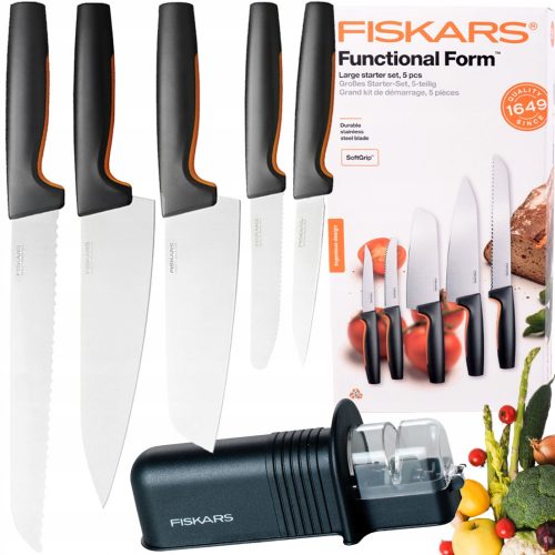 FISKARS SET 5 COLTELLI COLTELLI DA CUCINA PER PANE, POMODORI, AFFILATO