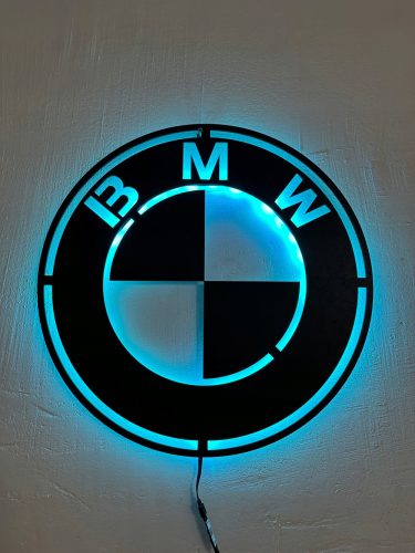 LAMPADA NOTTURNA con logo BMW in legno a LED