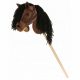  Peluche Cavallo su bastone, marrone, con redini