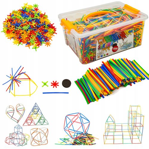  SET DI BLOCCHI DA COSTRUZIONE GRANDI per Bambini Cannucce Tubi Bastoncini 1200 pz.