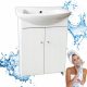 Set di Mobile da Bagno Alto da Terra Bianco 80 cm con Lavabo Grande 60 cm