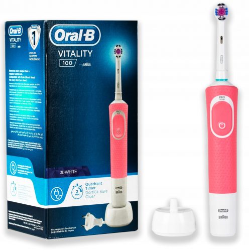  Oral-B Vitality D100 Spazzolino elettrico creato con tecnologia Braun, rosa