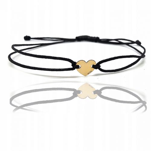  Bracciale su filo nero con cuore in oro 333