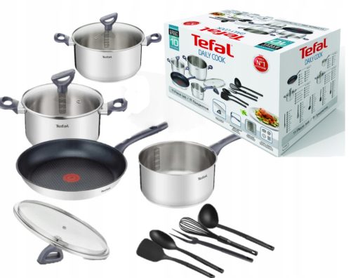 Set di pentole Tefal Daily Cook, acciaio inossidabile, 11 pz.