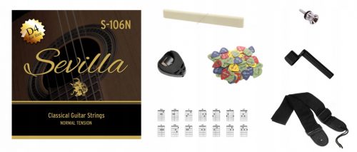  CORDE PER CHITARRA CLASSICA SEVILLA CON D4 DI RICAMBIO + ACCESSORI + OMAGGI