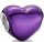  Charms cuore viola metallizzato in argento 925