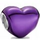  Charms cuore viola metallizzato in argento 925