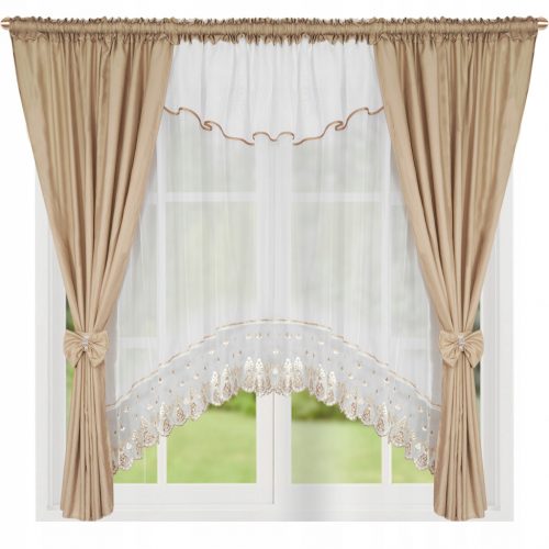 SET DI TENDE CON TENDA IN VOILE E TENDA RICAMATA IN GUIPURE 400x160cm