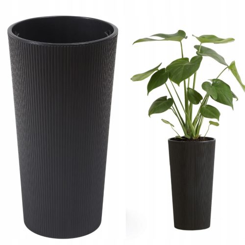  Vaso da fiori Lamela 19 cm x 19 x 36 cm diametro 19 cm plastica nera