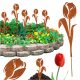  Bouquet di Fiori di Tulipano in Acciaio, Erbe Ornamentali, Effetto Corten 25 cm x 70 cm