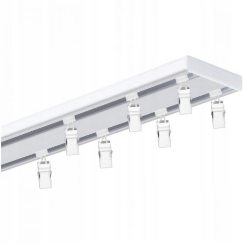  BASTONE PER TENDE IN ALLUMINIO BINARO DA SOFFITTO DOPPIO ALU BIANCO STAMPA RANA 200 cm