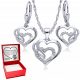  Set di catena e orecchini in argento 925 triplo cuore AMORE