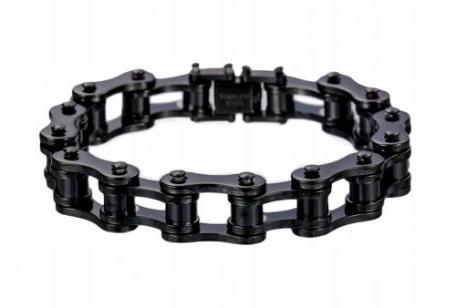  Bracciale da uomo - catena da bicicletta, acciaio inossidabile 14 mm/21 cm - nero