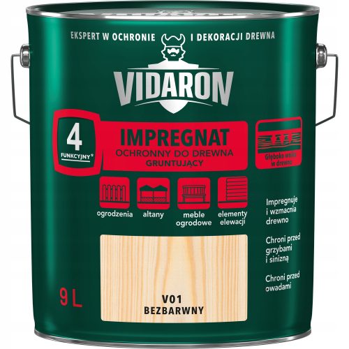 Impregnante per legno Vidaron V01, incolore, 9 l