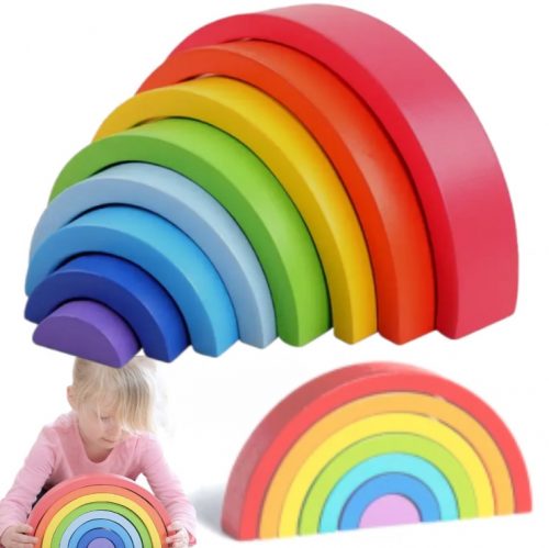  Puzzle in legno Selezionatore Arcobaleno Blocchi Montessori TOOKY TOY per bambini