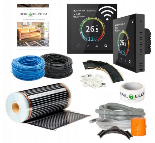  Set PELLICOLA RISCALDANTE a pavimento 80W/ 2m2 + TERMOREGOLATORE FARVE T-4 WI-FI