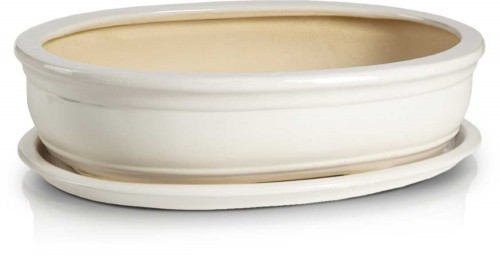  Vaso da fiori Polnix 19 cm x 13 x 5 cm diametro 13 cm ceramica crema