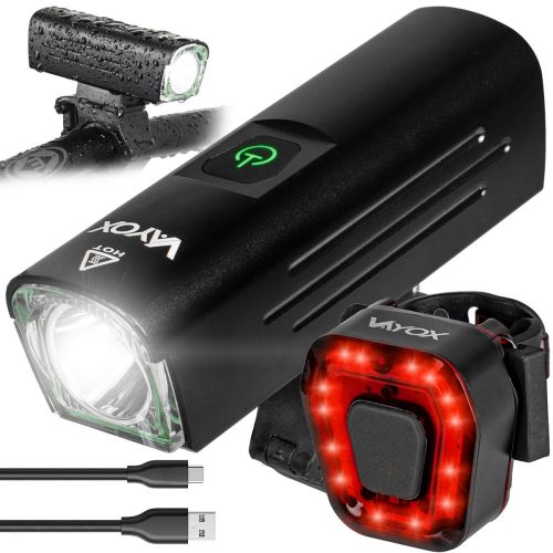  Luce per bicicletta Vayox VA0071 batteria 1300 lm + Luce per bicicletta Vayox VA0048 con batteria integrata rossa