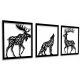 #3 _ TRIPTICS _ QUADRO DECORAZIONE TRAFORATO 3D soggiorno FELTRO nero _ larghezza 114 cm