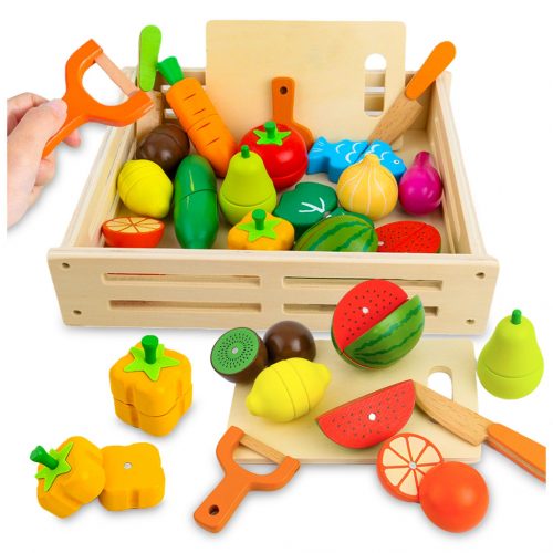  VERDURA E FRUTTA IN LEGNO DA TAGLIARE SU MAGNETE per bambini SET TABELLA XXL