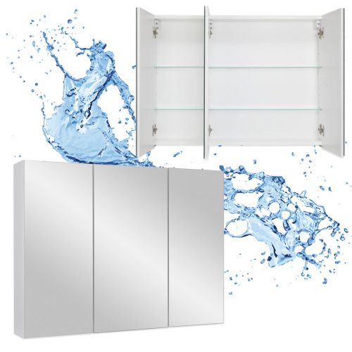 Mobile da bagno sospeso bianco con specchio 85 cm verniciato con chiusura rallentata