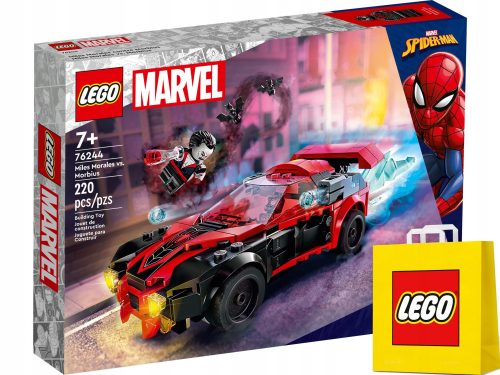  LEGO Super Heroes 76244 Miles Morales vs. Morbius + VP LEGO sacchetto di carta medio 41 cm x 34 cm x 11 cm BORSA REGALO