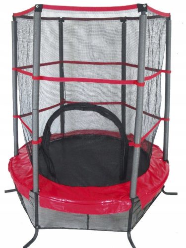 Trampolino con rete, nero e rosso, diametro 137cm