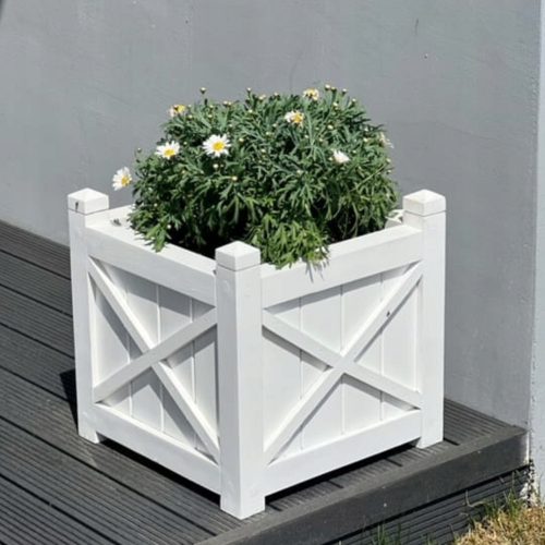  Vaso da fiori 40 cm x 40 x 40 cm in legno bianco