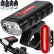  SET illuminazione bicicletta ribelle USB POSTERIORE + ANTERIORE Batteria da 800 lm