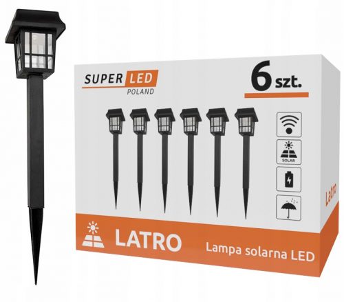  Lampada solare SuperLED, nera, 33 cm, 6 pz.