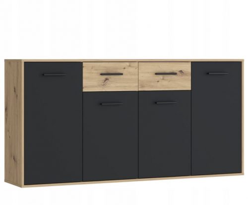  Cassettiera Furniture Design JAKKI241M7 163 x 35 x 88 cm nero, rovere artigianale