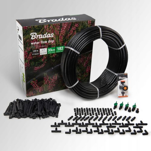  Set per irrigazione, tubo antigoccia Water Flow ø16mm 100m, 182 pz.