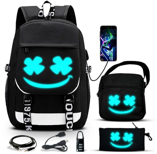  ZAINO SCUOLA PER RAGAZZI BORSA USB RIFLETTENTE SCUOLA LUMINOSA ASTUCCIO ASTUCCIO