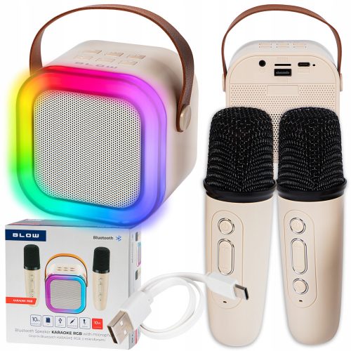  ALTOPARLANTE BLUETOOTH PORTATILE KARAOKE RGB 2 MICROFONI USB SD MINI JACK + MANUALE UTENTE BLOW