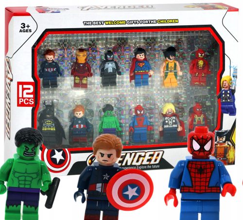  BLOCCHI miniFIGURE AVENGERS Hulk, Spider, Wolverine 12 figure