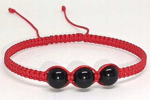  Bracciale talismano con filo rosso in pietra naturale di tormalina nera