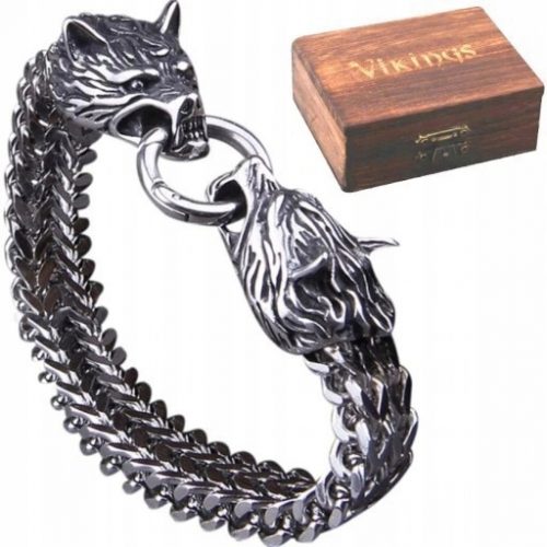  Bracciale Viking Thor Wolf, acciaio chirurgico 316L