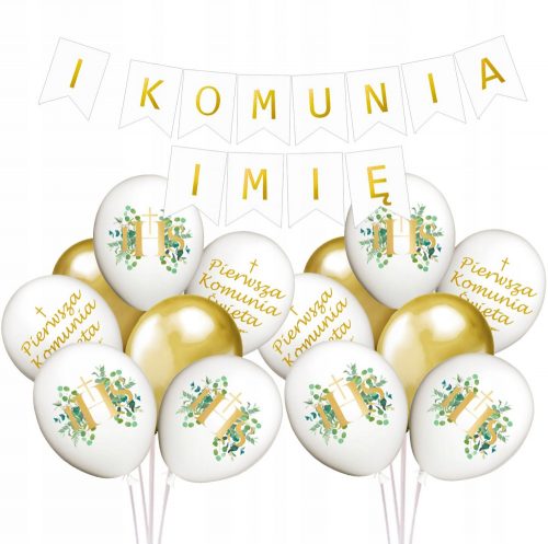  SET BANNER PER COMUNIONE E PALLONCINI PER COMUNIONE CON NOME BOHO