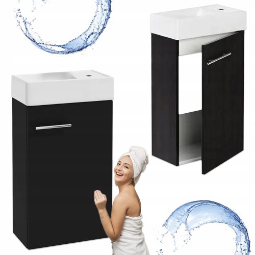 Pensile da bagno con lavabo laccato nero anti impronta 40 cm