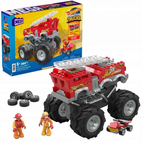  Hot Wheels Monster Trucks Mega - Veicolo costruibile con 5 allarmi + set buggy ATV HHD19