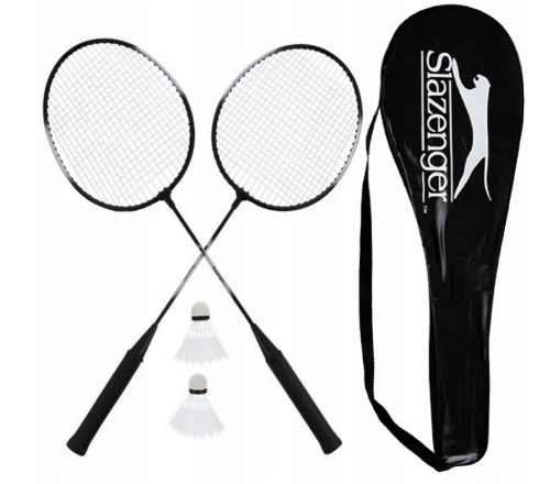 SET DI RACCHETTE DA BADMINTON, NERO, COPERTURA SOLIDA, 2 RIPARI NERI