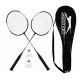 SET DI RACCHETTE DA BADMINTON, NERO, COPERTURA SOLIDA, 2 RIPARI NERI