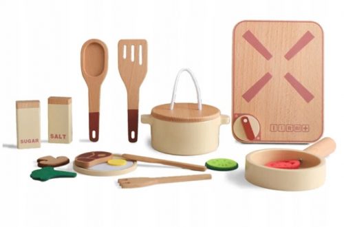  ACCESSORI CUCINA IN LEGNO PENTOLE SET PIATTI PER BAMBINI