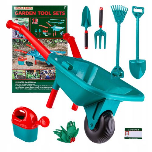 SET ATTREZZI DA GIARDINAGGIO PER BAMBINI Carriola carriola rastrello vanga vanga 18 EL