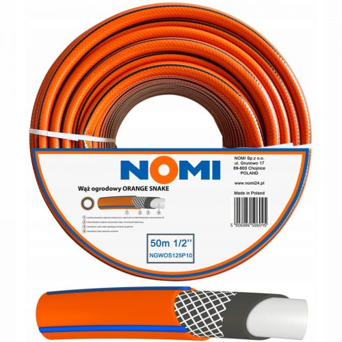  TUBO DA GIARDINO NOMI ARANCIONE 1/2'' 50m PREMIUM 4 STRATI FORTE E DUREVOLE