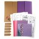  Kit per la preparazione del lapbook, A4, 2 cartelle, kraft, grafica viola, carta